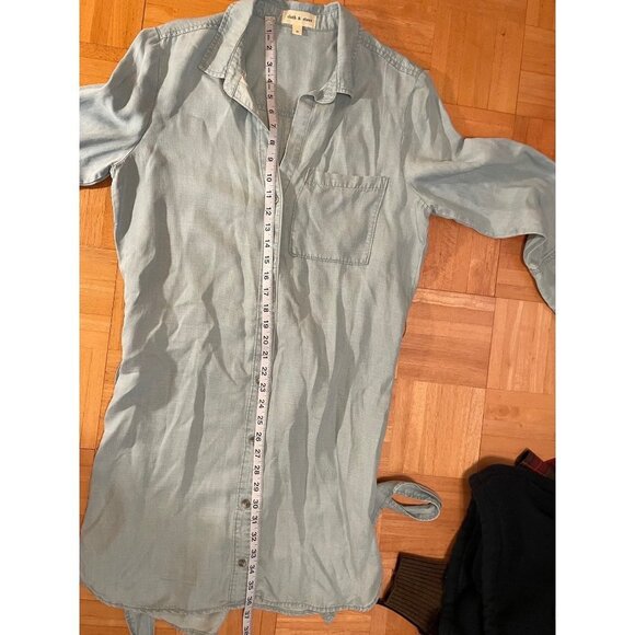 Cloth & Stone Anthropologie Tencel Blue Button Down Belted Dress Sz M - Picture 9 of 12